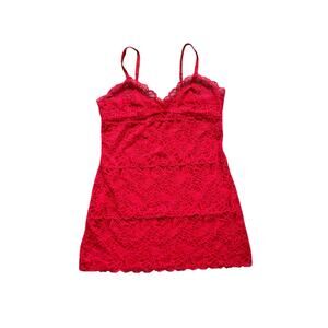 y2k red lace slip dress by Josie Natori lingerie size l